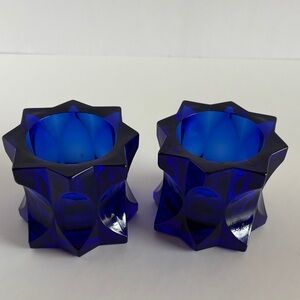 Studio Nova Cobalt Blue Glass Votive Candle Holders Set of 2 Japan